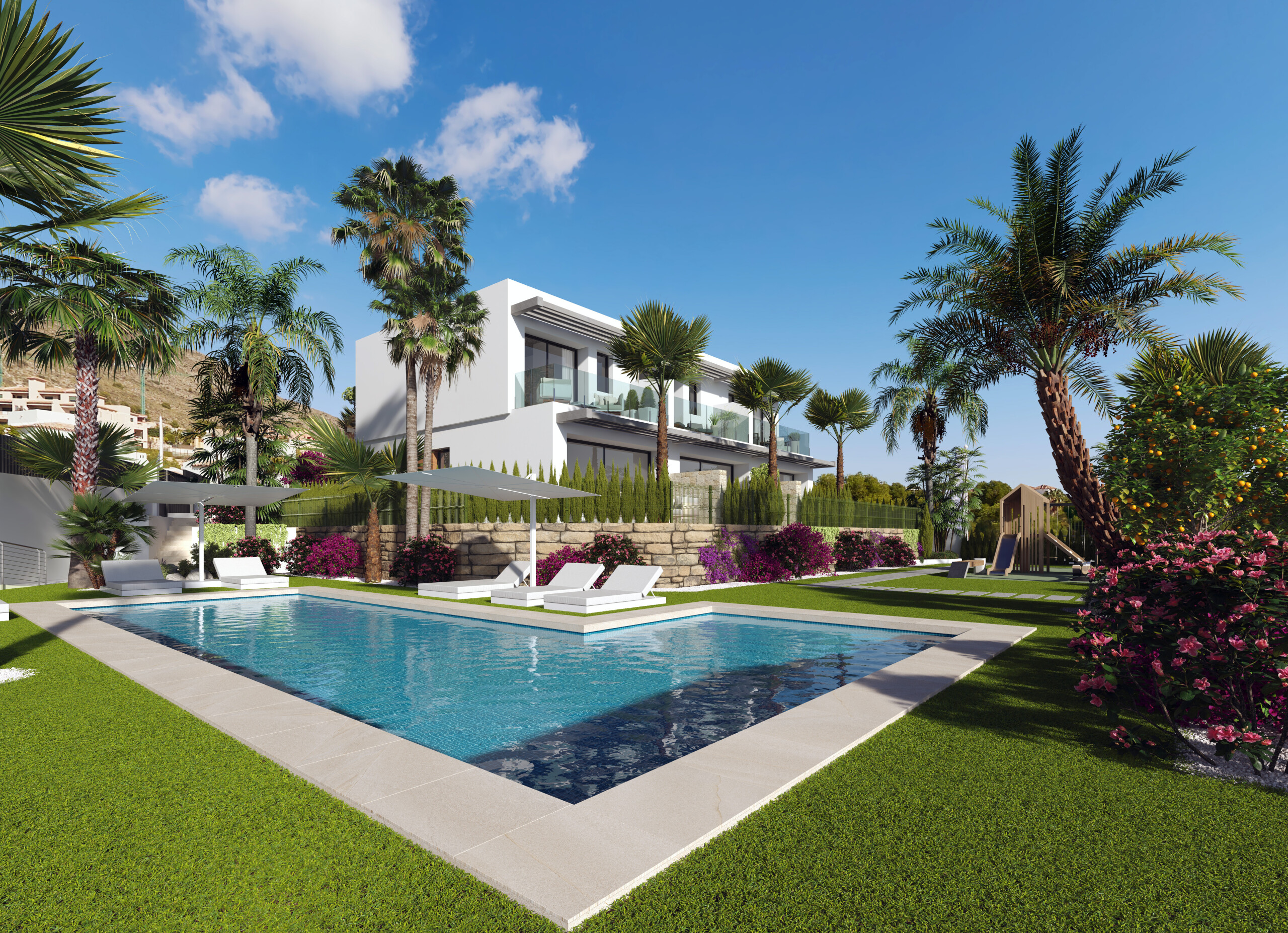 Nouveau développement à Finestrat Sierra Cortina: Seaview 6 (Villas jumelées)